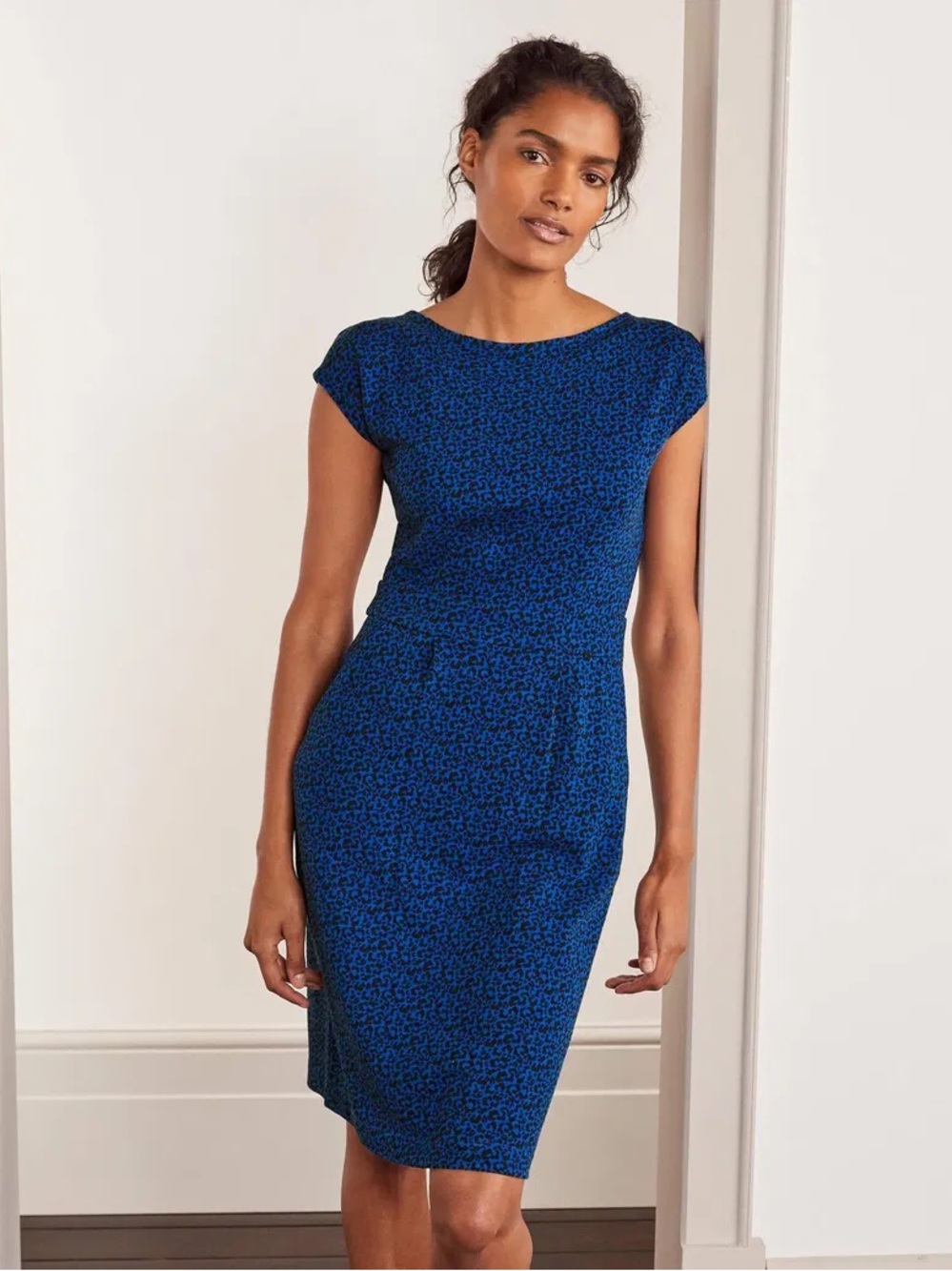 Boden Blue Cap-Sleeve Midi Dress
